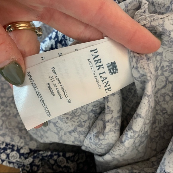 Park Lane American English Size Large Blue White Floral Button Up Men's Shirt - Picture 8 of 9